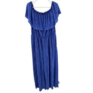 Lane Bryant Pleated Multi-Way Off-The-Shoulder Jumpsuit wide leg party holiday